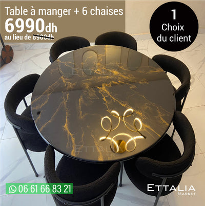 Table à manger en epoxy + 6 chaises