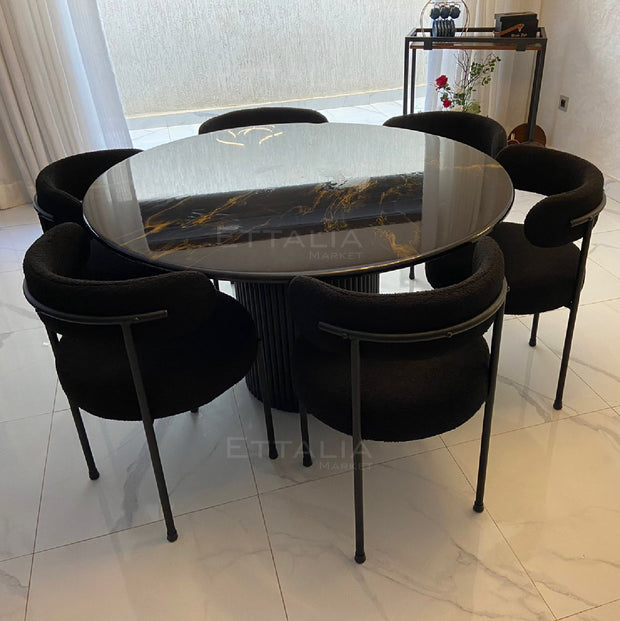 Table à manger en epoxy + 6 chaises